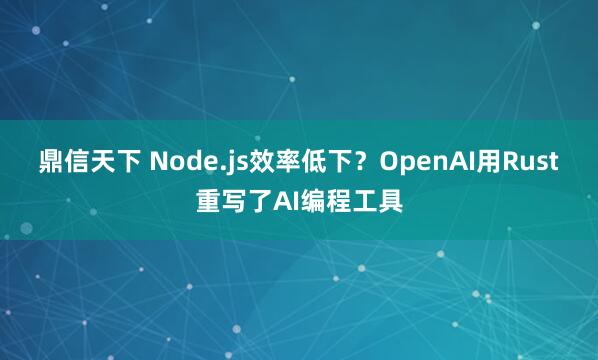 鼎信天下 Node.js效率低下？OpenAI用Rust重写了AI编程工具