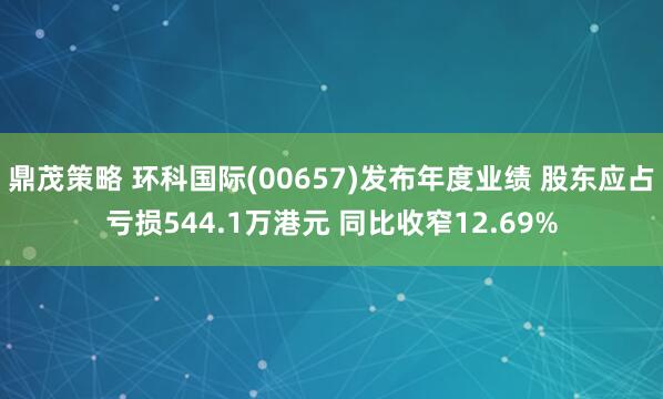 鼎茂策略 环科国际(00657)发布年度业绩 股东应占亏损544.1万港元 同比收窄12.69%