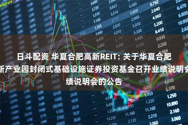 日斗配资 华夏合肥高新REIT: 关于华夏合肥高新创新产业园封闭式基础设施证券投资基金召开业绩说明会的公告